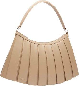 Lacoste Lenglen Grand Format Schoudertas - Dames - Schoudertassen - Beige - ONE Size - Leer - Tassen