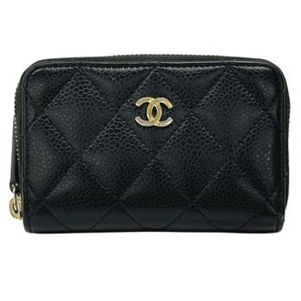 Chanel Black Grained Calfskin Coin Purse/Coin Case (Pre-Owned)