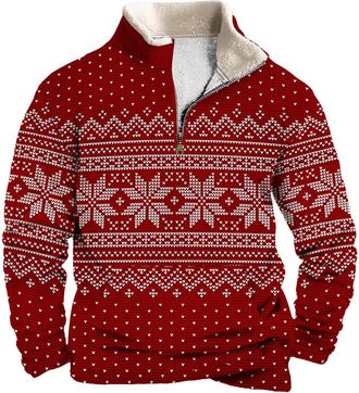 Generic Mens Sweatshirt Christmas Sweaters for Men Outdoor Casual Standing Collar Long Sleeve Zipper Sweatshirt with Pocket (UK, Alpha, XXL, Regular, Regular,