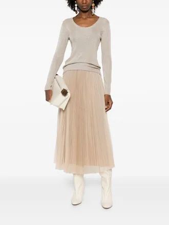 Fabiana Filippi Fine-Ribbed Crewneck Sweater - Beige