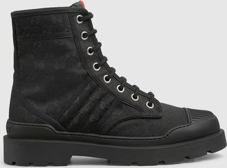 Gucci Mens Web Boot, Black, Fabric