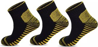 Generic Pack Of 3- Men Work Trainer Summer Socks Ankle Quarter Trainer Athletic Running Thick Heavy Duty Work Socks Low Cut Outdoor Sport Socks -Black Green-S