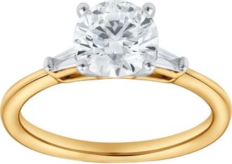 LuvMyJewelry Piper 14K Yellow Gold Round Cut Lab Grown Diamond Tapered Baguettes Engagement Ring - 1.05 Ct at Nordstrom, Size 7.5