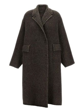 Boboutic double-breasted coat - women - Wool/Yak/Polyamide/Elastane/Mohair - M - Brown
