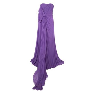 Alberta Ferretti Draped Silk Chiffon Long Dress - female - Alberta Ferretti - Gowns - Purple - S - Dresses