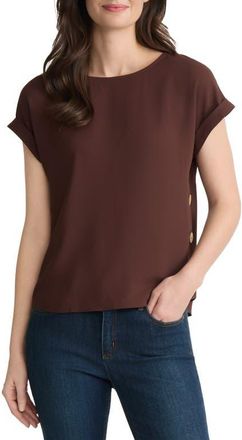 Jones New York Side Button Detail Top in Fudge at Nordstrom, Size X-Small