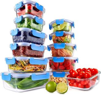 Nutrichef 12Pc Blue Glass Container Set