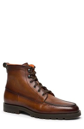 Santoni Flair Moc Toe Boot in Dark Brown at Nordstrom, Size 11.5