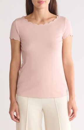 T Tahari Scalloped Knit T-Shirt in Dusty Pink at Nordstrom Rack, Size X-Small