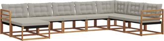 vidaXL Conjunto De Sof&aacute;s De Exterior 8 Uds. Gris Natural Y Claro Vidaxl