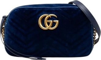 Gucci Pre-owned Vintage Quilted Crossbody Bag - Dames - Vintage Schoudertas - Blauw - ONE Size - Leer - Vintage