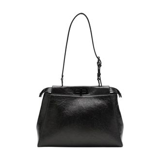 Fendi Tassen, Dames, Zwart, ONE Size, Leer, My Peekaboo Small