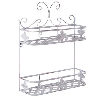 Beliani Beliani - Estanter&iacute;a De Metal Gris 52 Cm Ba&ntilde;o Pared Envejecido Vintage Marayes
