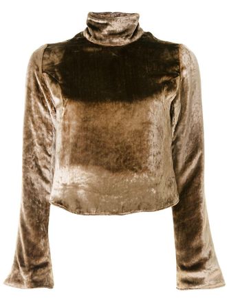 Sulvam velvet cropped sweatshirt - Brown