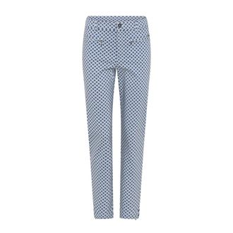 C.Ro Pantaloni Stretch con Stampa Blu - - Trousers - Donna - Blu - 2XL