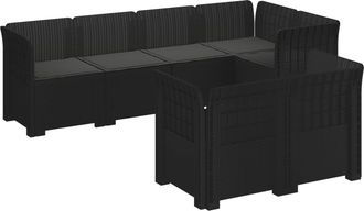vidaXL Sof&aacute; De Jard&iacute;n Para 7 Personas Con Cojines Estilo Ratan Pp Vidaxl
