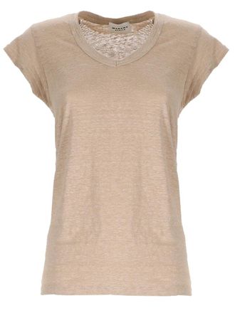 Isabel Marant Zankou Textured Linen Round-Neck T-Shirt