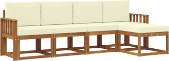 vidaXL Conjunto De Sof&aacute;s De Exterior 5 Uds. Natural Y Crema Vidaxl