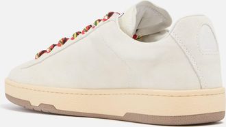 Lanvin Mens Lite Curb Low Top Trainers in Off-White Suede - Size UK 8