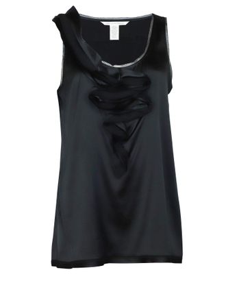 Diane Von F&uuml;rstenberg Diane Von Furstenberg Ruffle Sleeveless Blouse in Black Silk