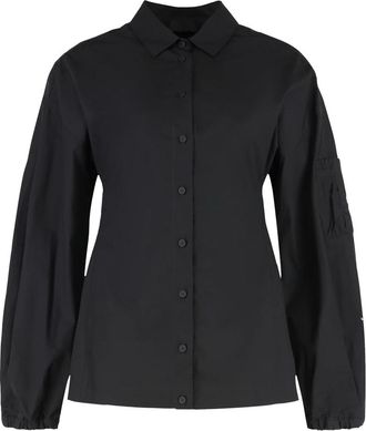 Moncler Cotton Shirt - Dames - Overhemden - Zwart - S - Katoen - Overhemden