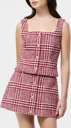 French Connection Houndstooth Check Button-Up Vest in Scarlet Multi at Nordstrom, Size 10