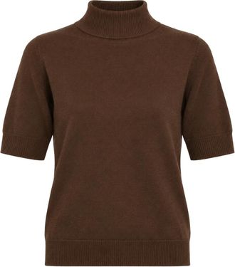 Akep Pullover met coltrui en korte mouwen - Dames - Coltruien - Bruin - M - Wol - Truien & Vesten