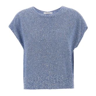 KANGRA Sleeveless Jumper - female - Kangra - Round-neck Knitwear - Blue - S - Knitwear