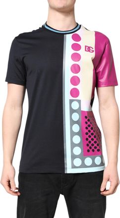 Dolce & Gabbana Multicolor Printed Logo Short Sleeve Mens T-shirt (Pre-Owned)