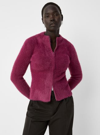 Contemporaine Womens Zipped chenille Cardigan Sweater