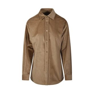 Darkpark Darkpark, Overhemden, Dames, Beige, S, Leer, Anne Corduroy Tailored Shirt