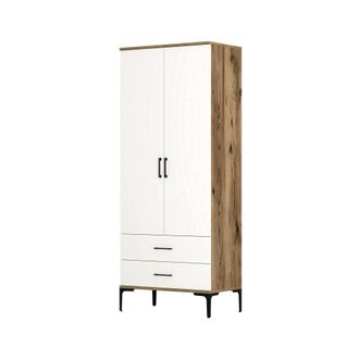Dmora Armario 2 Puertas Naos, Muebles De Dormitorio, Vestidor, Armario De Ropa, 80x201h48 Cm, Nogal Y Blanco, Con Embalaje Reforzado - Dmora