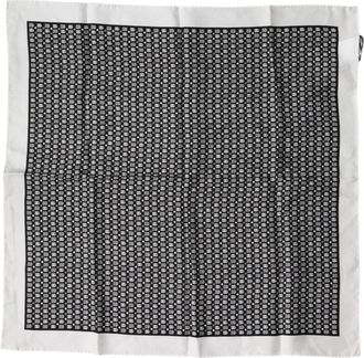 Dolce & Gabbana White Black Patterned Square Foulard Mens Scarf