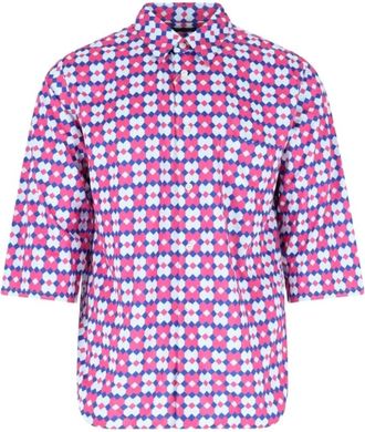 Comme Des Gar&ccedil;ons Geometric-Pattern Short-Sleeve Shirt - Heren - Korte mouwen Overhemden - Roze - XL - Overhemden