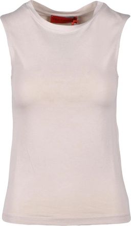 Wild Cashmere Zachte Cashmere Blend T-shirt - Dames - Tops zonder mouwen - Beige - M - Katoen - Tops