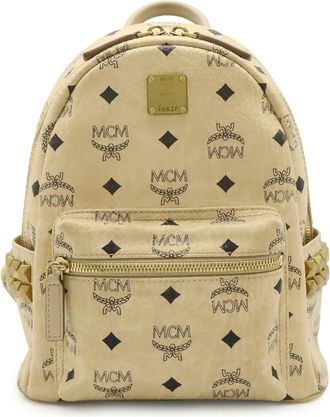 MCM Mcm Visetos Beige Coated Canvas Leather Backpack (Pre-Owned)