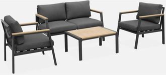 Sweeek Conjunto de muebles de jardín en aluminio y polywood, 4 plazas