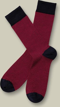 CHARLES TYRWHITT Herringbone Socks - Red Size 6-10 by Charles Tyrwhitt