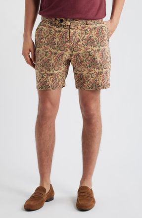 Brooks Brothers Floral Paisley Flat Front Cotton Shorts at Nordstrom, Size 31