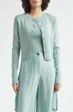 Toccin Zoe Crop Fitted Cardigan in Seabreeze at Nordstrom, Size Medium