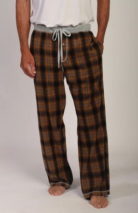 True Grit Mens Summit Checks Flannel Pants In Brown/ Dark Brown