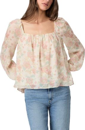 Paige Lucila Floral Silk Top in Bone Multi at Nordstrom, Size Xx-Small