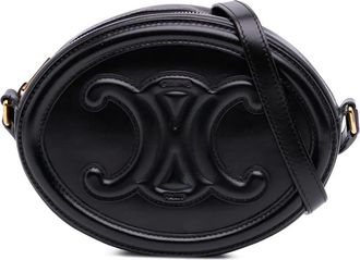 Celine Borsa a tracolla Triomphe Oval piccola in pelle di vitello 2022 - Nero