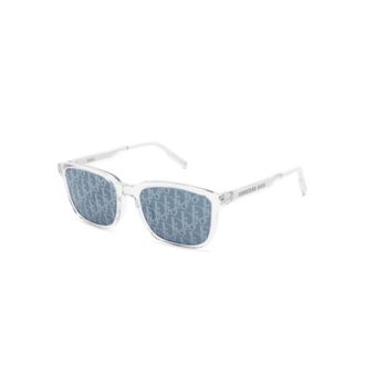 Dior Sunglasses, male, White, 54 MM, Crystal-Tone Rectangular Sunglasses