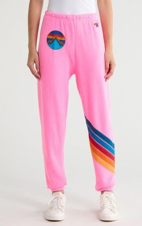 Aviator Nation All Seasons Circle Chevron Sweatpants in Neon Pink at Nordstrom, Size X-Large