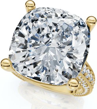 Pompeii3 Certified 16Ct Cushion Diamond Engagement Ring 14k Gold Lab Grown