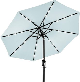 Best Choice Products 10ft Solar LED Lighted Patio Umbrella w/ Tilt Adjustment, UV-Resistant Fabric