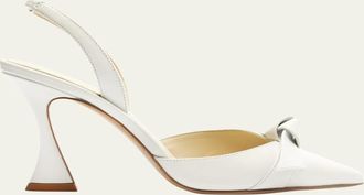 Alexandre Birman Clarita Bell Leather Bow Slingback Pumps