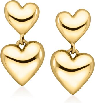 Canaria Canaria Italian 10kt Yellow Gold Double-Heart Drop Earrings