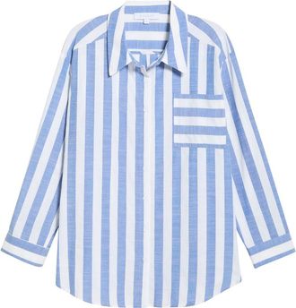 Sugarlips Fays Stripe Dalton Button-Up Shirt in Blue White at Nordstrom, Size X-Large